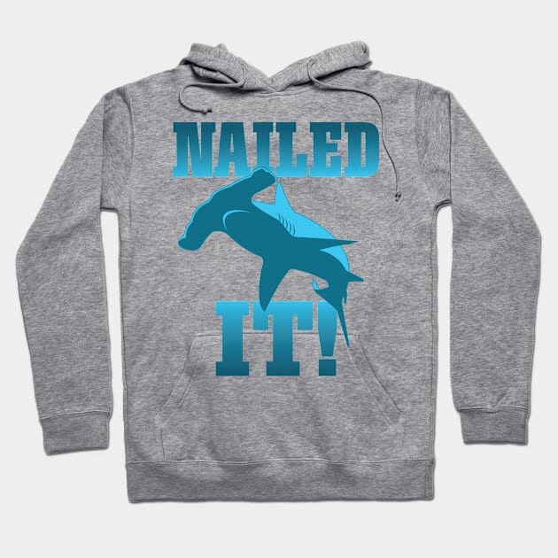 Funny Skateboarder Stuff - Faded Nailed It Hammerhead Shark graphic Hoodie by Vector Deluxe